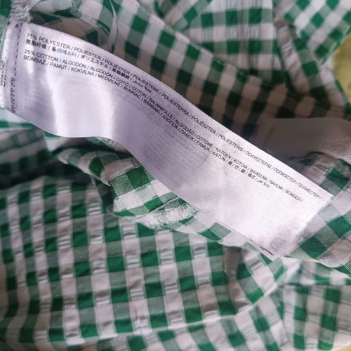 Mango green and white gingham pants like new, size S