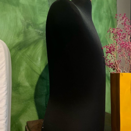 Sewing mannequin like new with black fabric cover and wooden detail