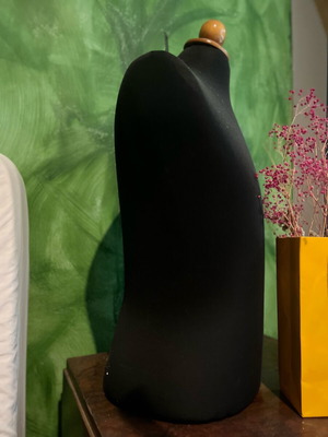 Sewing mannequin like new with black fabric cover and wooden detail