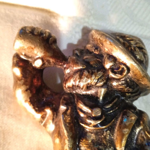 Collectible figurine used, pewter, drunkard with bottle