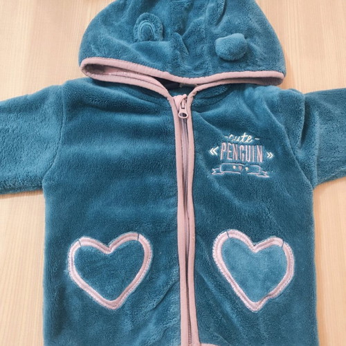 Children's cardigan used, blue, velvety texture, 3 years