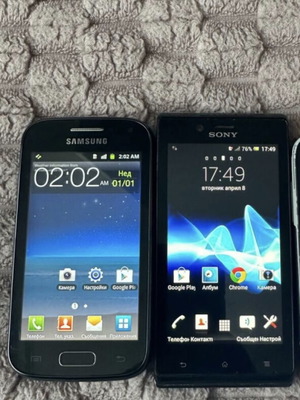 Τηλέφωνα Sony Xperia J και Samsung Galaxy Ace 2 μεταχειρισμένα με μπαταρίες και φορτιστή