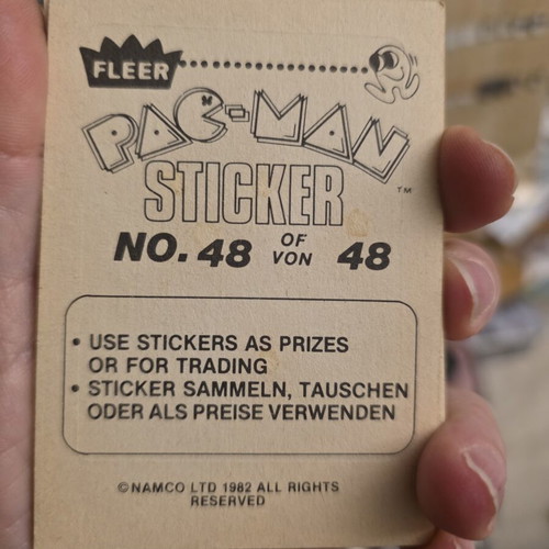 Pac Man sticker set 1982 used, 48 cards with Atari extras