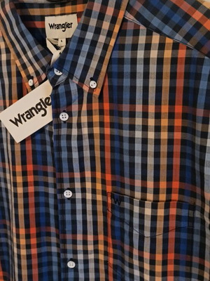 Wrangler men's short-sleeve shirt new, slim fit, multicolor, size M