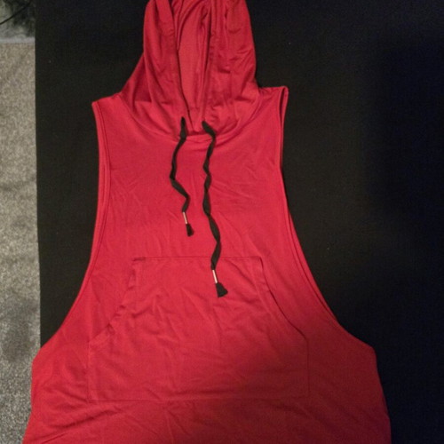 Shein women's sports shirt with hood like new, red, size S