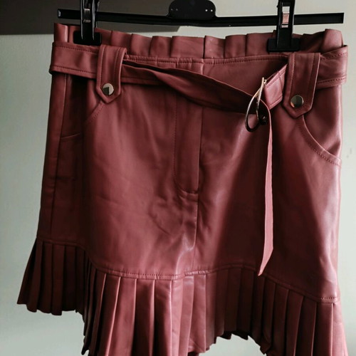 Zara mini skirt like new dusty rose high waist with belt and pleated hem