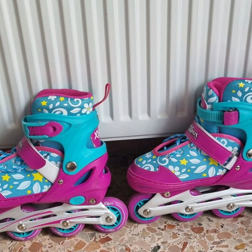 Roller skates used, size 34-37, fuchsia and turquoise for girls