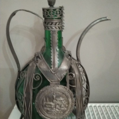 Μπουκάλια με συρμάτινο πλέγμα μεταχειρισμένα, διακοσμητικά με ασήμι