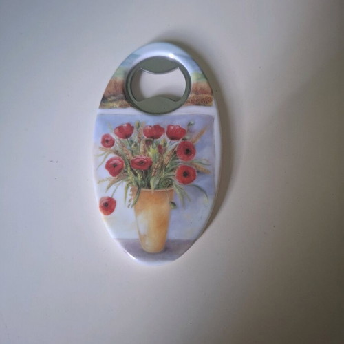 Vintage Bottle Opener Made in Italy with Poppy Design new