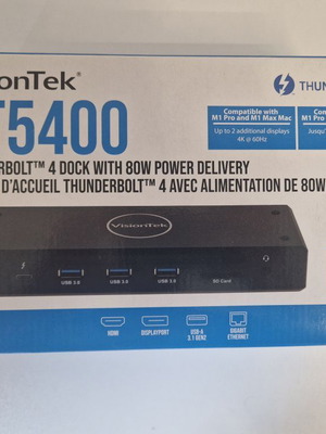 VisionTek VT5400 Thunderbolt 4 docking station like new, black