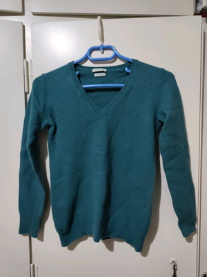 United Colors of Benetton knitted V-neck sweater S like new, petrol blue