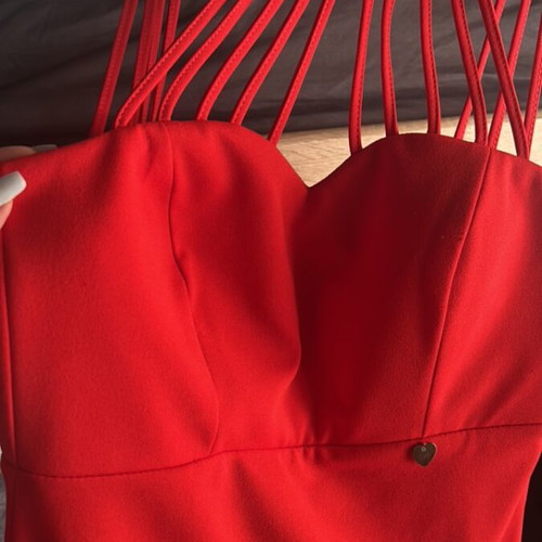 Paranoia red satin dress with halter neckline size S like new