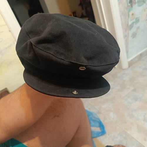 No Fear black vintage 00s flat cap with embroidered eyes, like new