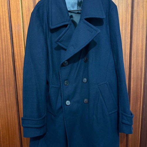 Zara Man Dark Navy Wool Blend Peacoat like new, XXL