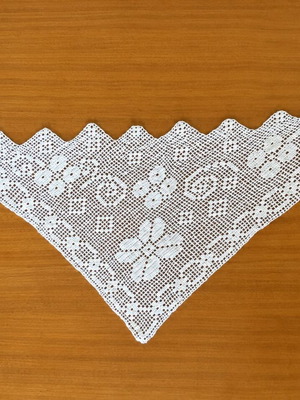 Set of 3 handmade white filet crochet pieces 100% cotton