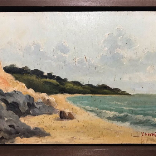 Iosif Demiris painting seascape oil on wood like new