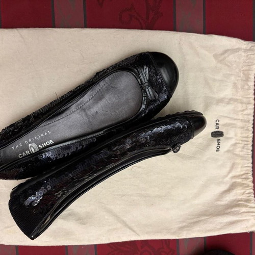 Car Shoe black ballerinas with sequins like new, size 38