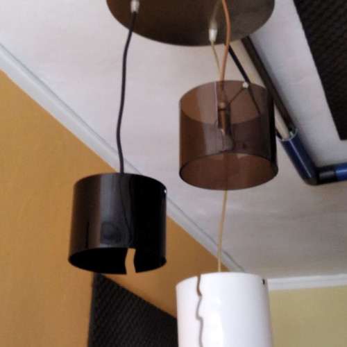 Φωτιστικό 3 φώτα πλέξι γκλας μαύρο λευκό καφέ καινούργιο