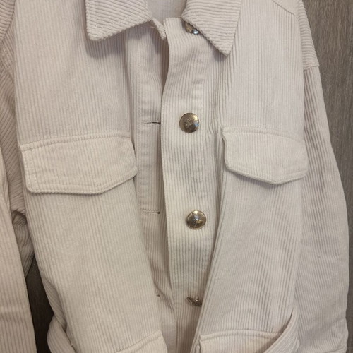 Zara Corduroy Jacket with Detachable Belt, Like New, Ecru