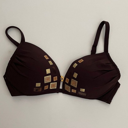 Luna brown triangle bikini bra new with cups and underwire