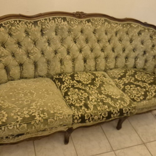 Vintage living room set made of carved walnut wood, like new