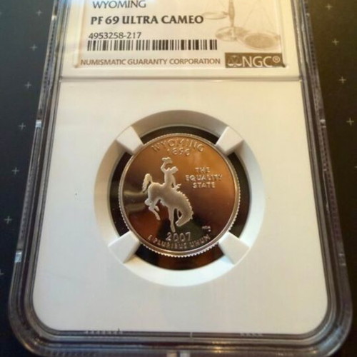 USA 2007-S Wyoming Silver Quarter NGC PF69 Ultra Cameo