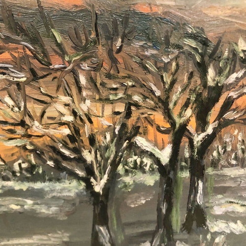 Vivienne oil painting 1971 "Hude park in winter", 44x54cm