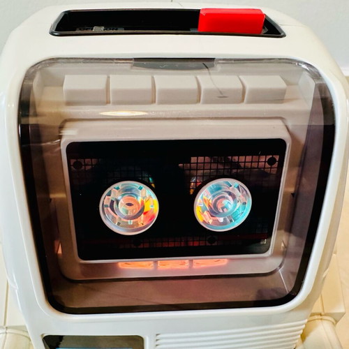 Vintage TOMY 1985 Chatbot Robot toy used with remote and tray