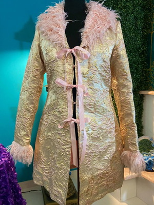 Sugar Thrillz Gold Pink Brocade Jacket new, size S/M