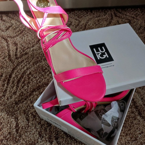 Luigi Pink High-Heeled Sandals New Size 40 with Laces