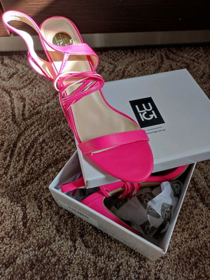 Luigi Pink High-Heeled Sandals New Size 40 with Laces