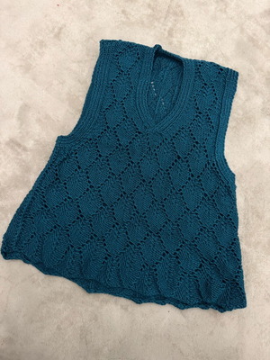 Handmade women's sleeveless sweater turquoise new