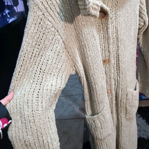 Wool coat 100% hand-knitted, new, beige