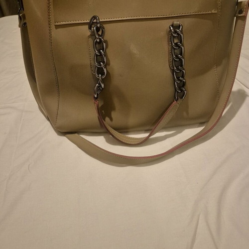 FRNC shoulder bag like new with metal chain beige