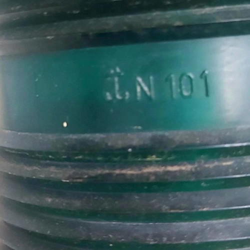 Old nautical lantern copper with green glass used, table lamp