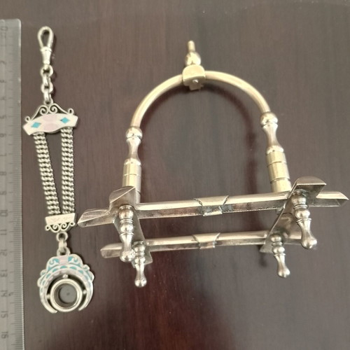 Pocket watch stand and fob used, set