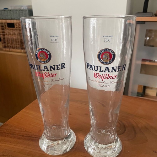 Paulaner beer glasses like new, 500ml capacity