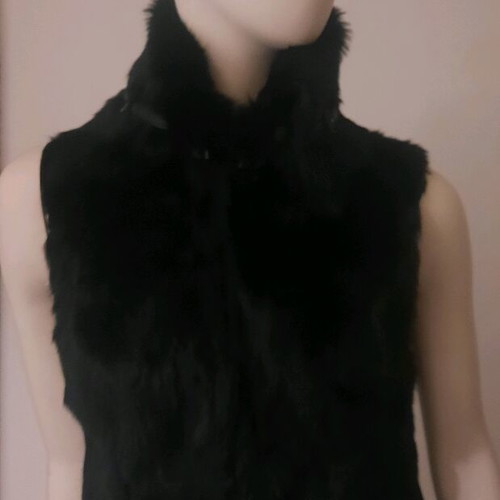Women's vest like new, natural rabbit fur, black
