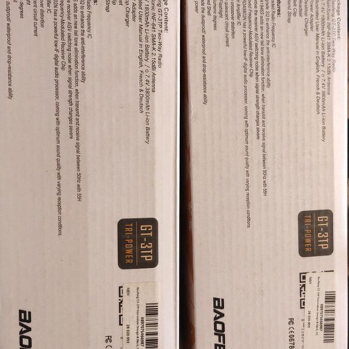 Baofeng GT-3TP Mark III two-way radios used with chargers and hands free