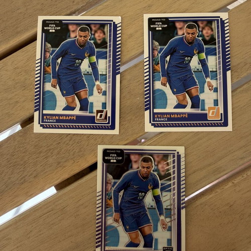 Kylian Mbappe Road to World Cup cards lot like new, 2 base 1 optic