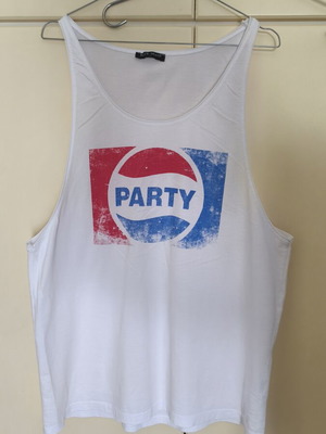 Men's summer tank top used with front print, white, sizes L XL