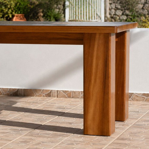 The Horizon outdoor dining table made of solid African Iroko, made to order