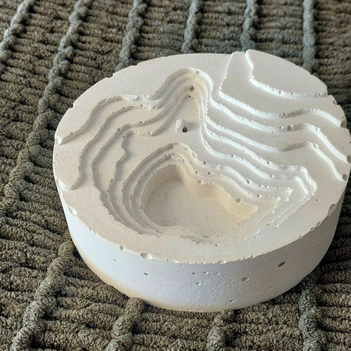 Handmade white concrete decorative piece, minimal decor base for air plants