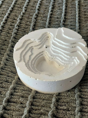 Handmade white concrete decorative piece, minimal decor base for air plants