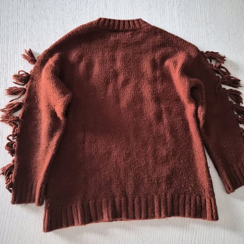 Zara brick red boho sweater used with tassels on sleeves for 11-12 years