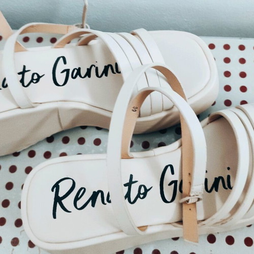 Renato Garini platforms like new, broken white with ankle strap