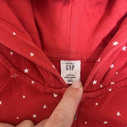 Gap cardigan used, red with white stars, size 4 years