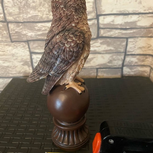 Decorative owl handmade polyester with clock like new
