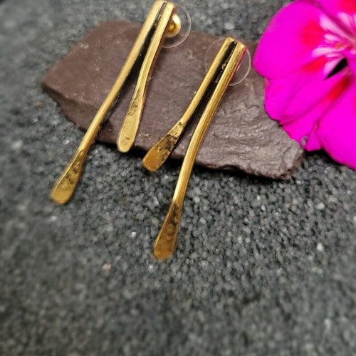 Bronze gold-tone earrings, partially handmade