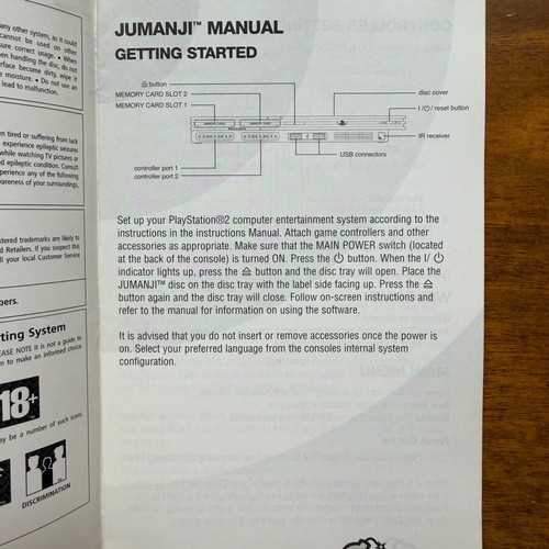 Jumanji manual for PlayStation 2 used, manual only